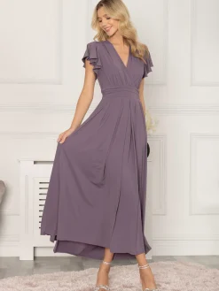 Jolie Moi Airene Cap Sleeve Maxi Dress, Mauve Purple