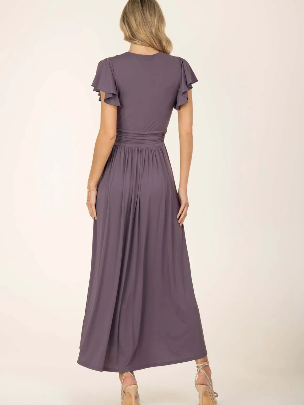 Jolie Moi Airene Cap Sleeve Maxi Dress, Mauve Purple