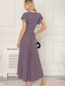 Jolie Moi Airene Cap Sleeve Maxi Dress, Mauve Purple