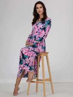 Jolie Moi Allyn Long Sleeved Maxi Dress, Floral Multi