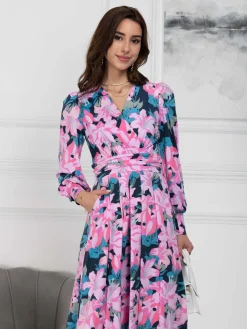 Jolie Moi Allyn Long Sleeved Maxi Dress, Floral Multi