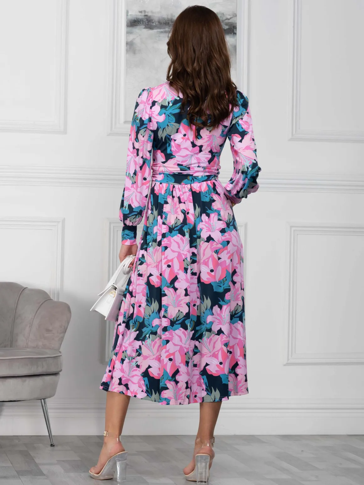Jolie Moi Allyn Long Sleeved Maxi Dress, Floral Multi