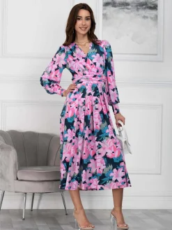 Jolie Moi Allyn Long Sleeved Maxi Dress, Floral Multi