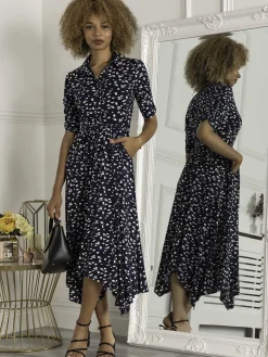 Jolie Moi Alys Hanky Hem Dress, Dark Teal