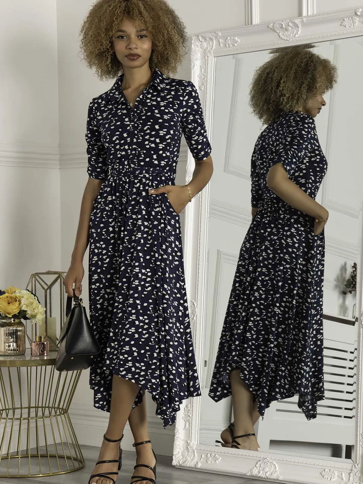 Jolie Moi Alys Hanky Hem Dress, Dark Teal