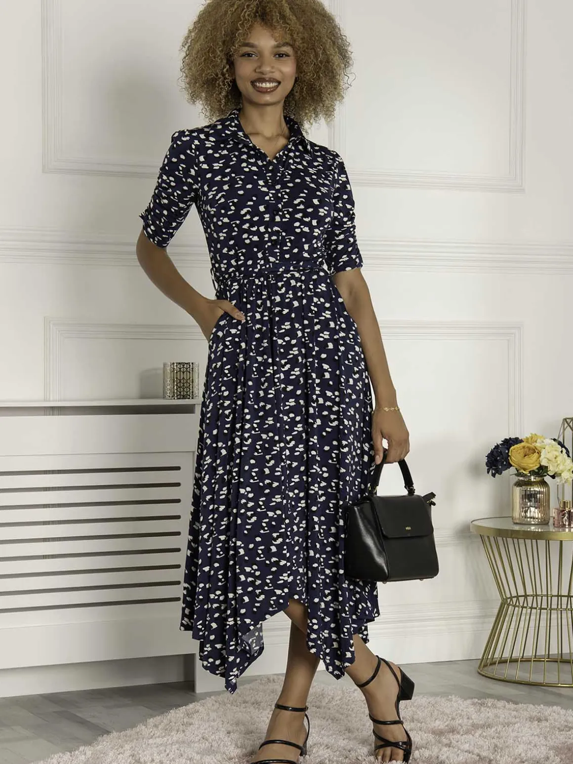 Jolie Moi Alys Hanky Hem Dress, Dark Teal