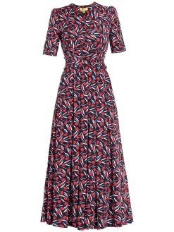 Jolie Moi Amaka Floral Midi Dress, Navy Floral