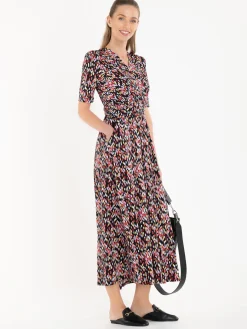 Jolie Moi Amaka Wrap Print Midi Dress, Black Multi