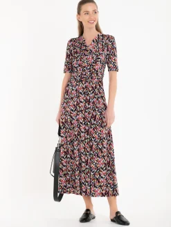 Jolie Moi Amaka Wrap Print Midi Dress, Black Multi
