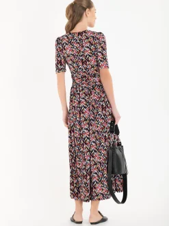 Jolie Moi Amaka Wrap Print Midi Dress, Black Multi