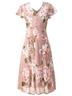 Jolie Moi Amia Floral Print Midi Dress, Pink Floral