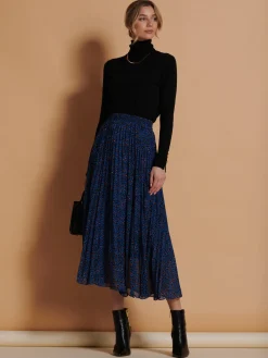 Jolie Moi Animal Print Chiffon Skirt, Blue Animal