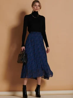Jolie Moi Animal Print Chiffon Skirt, Blue Animal