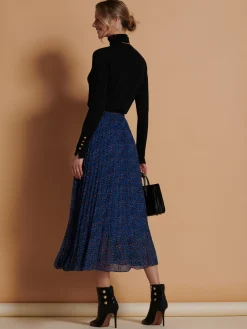 Jolie Moi Animal Print Chiffon Skirt, Blue Animal