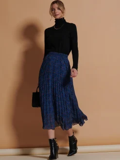 Jolie Moi Animal Print Chiffon Skirt, Blue Animal