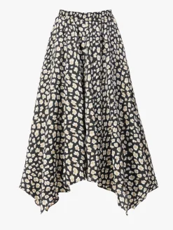 Jolie Moi Animal Print Hanky Hem Maxi Skirt, Black