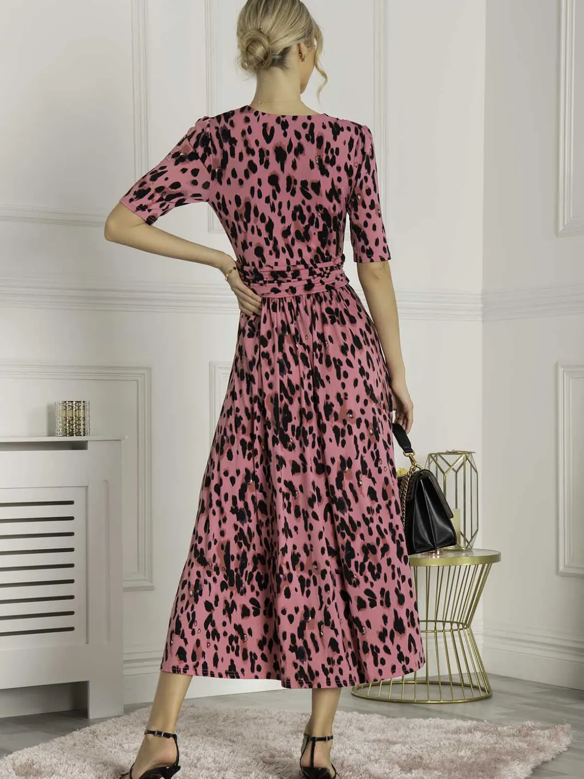 Jolie Moi Animal Print Wrap Neck Maxi Dress, Pink Animal