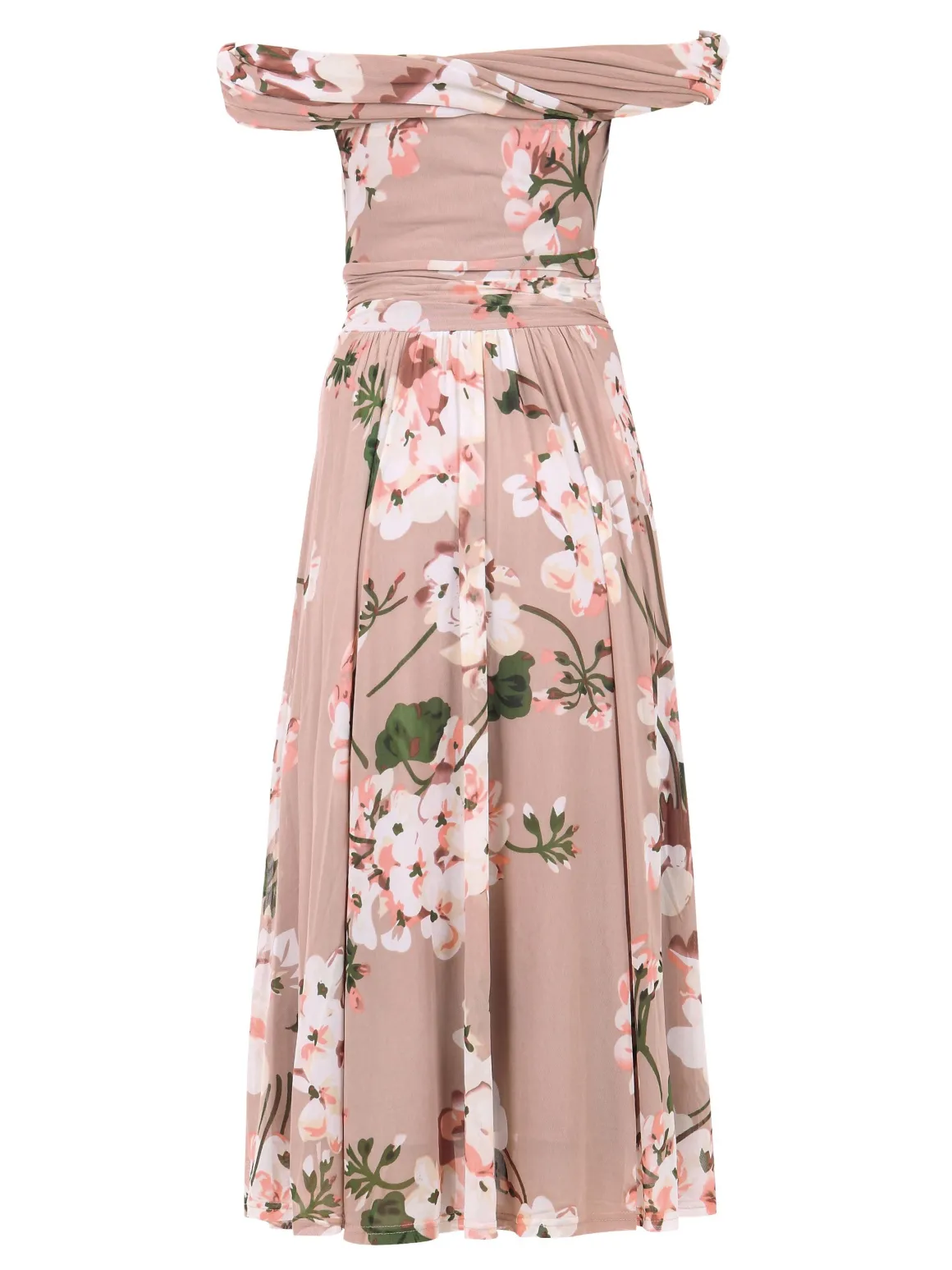 Jolie Moi Bardot Floral Mesh Midi Dress, Pink Floral