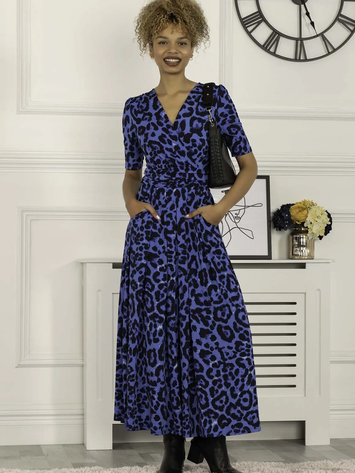 Jolie Moi Beatrice Jersey Maxi Dress, Blue Animal