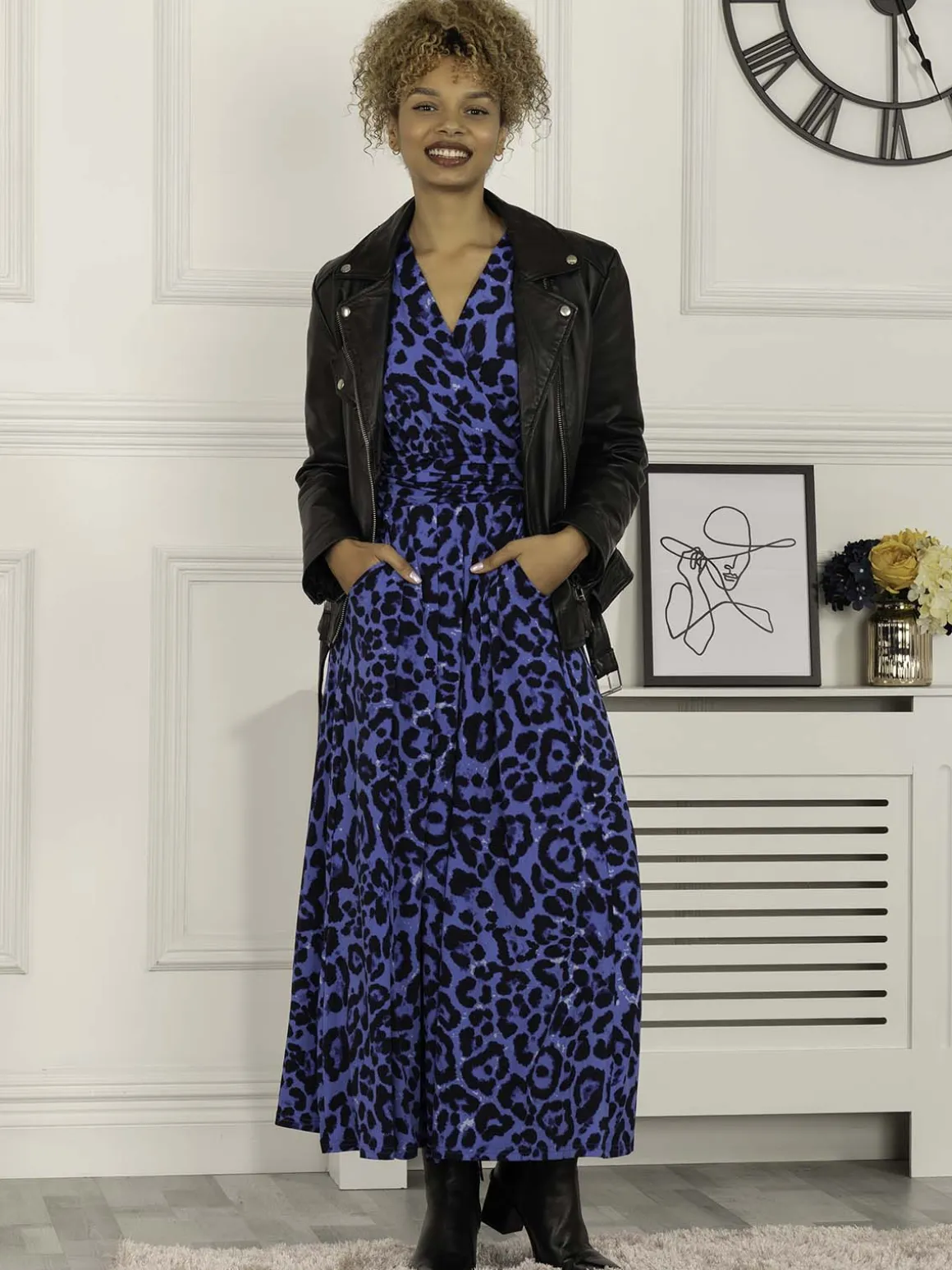 Jolie Moi Beatrice Jersey Maxi Dress, Blue Animal