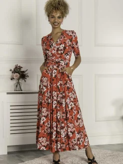 Jolie Moi Beatrice Jersey Maxi Dress, Red Floral