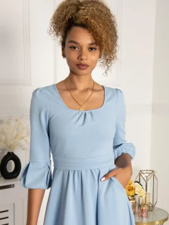 Jolie Moi Bell Sleeve Midi Dress, Blue