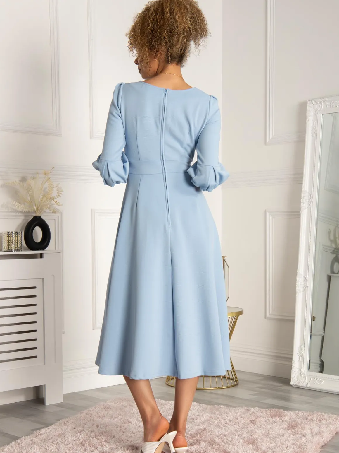 Jolie Moi Bell Sleeve Midi Dress, Blue