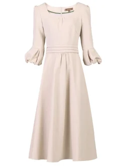 Jolie Moi Bell Sleeve Midi Dress, Oyster