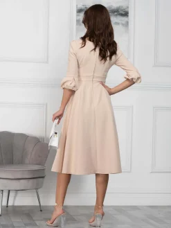Jolie Moi Bell Sleeve Midi Dress, Oyster
