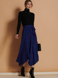 Jolie Moi Cady Animal Print Maxi Skirt, Blue Animal