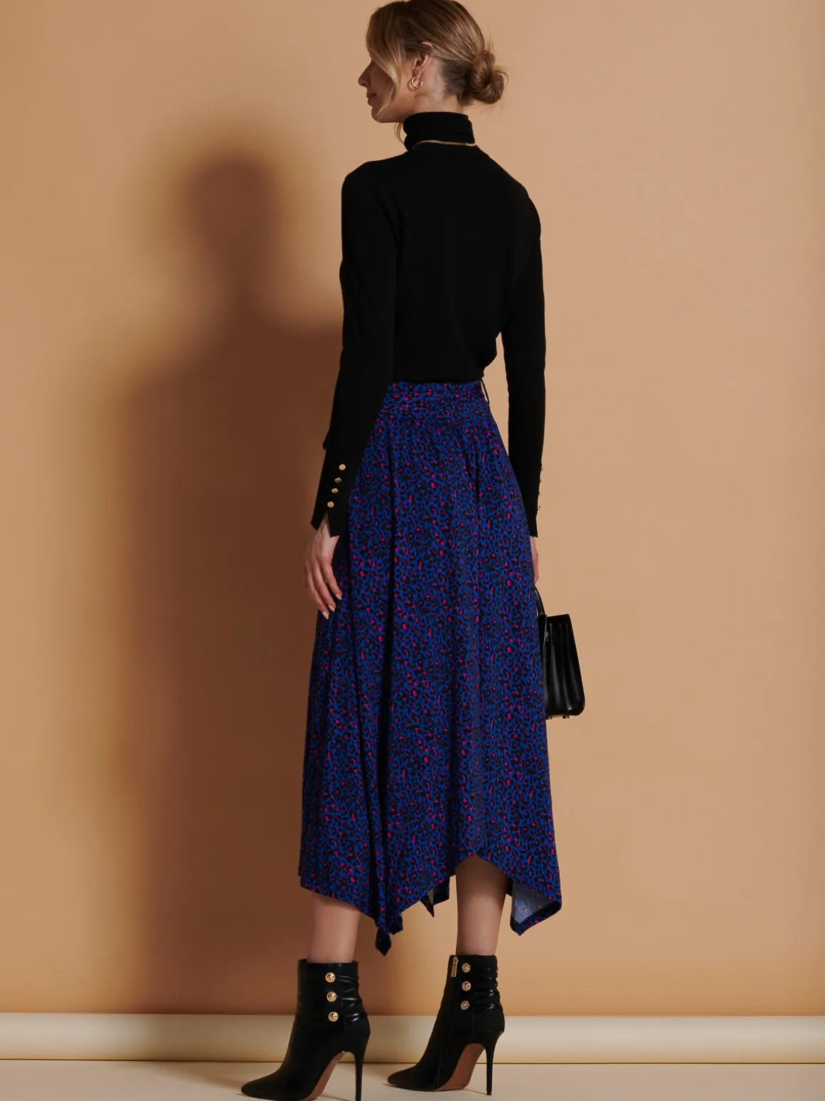 Jolie Moi Cady Animal Print Maxi Skirt, Blue Animal