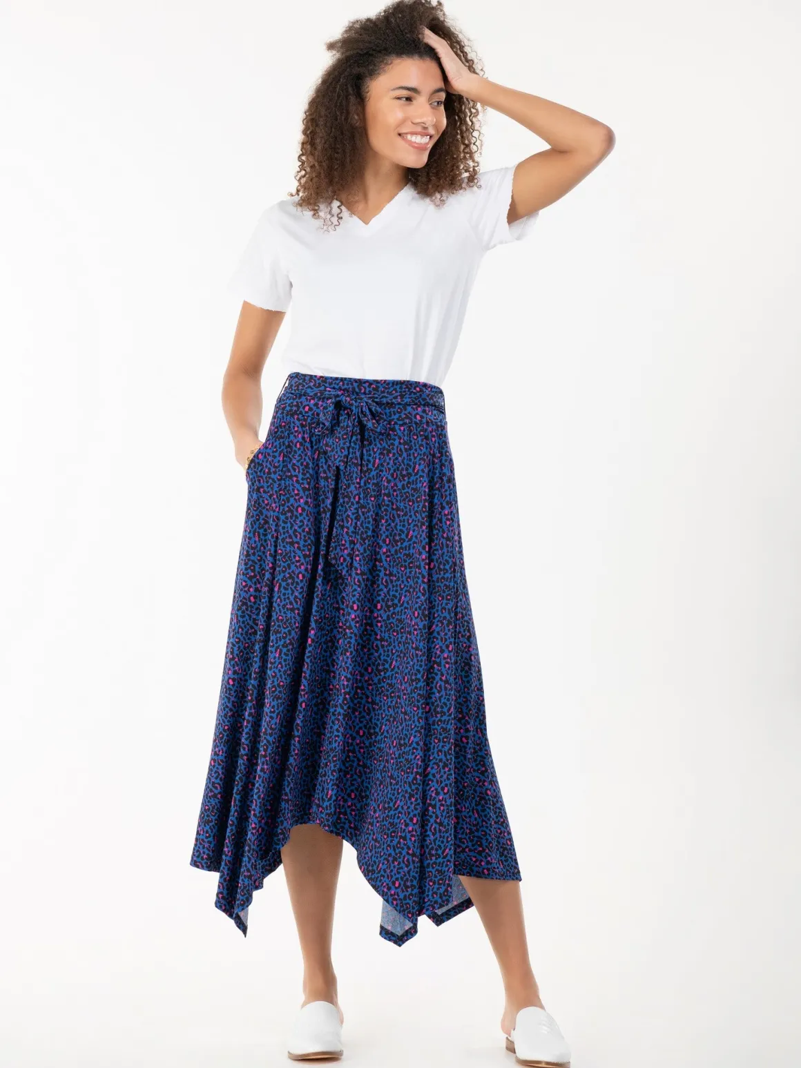 Jolie Moi Cady Animal Print Maxi Skirt, Blue Animal