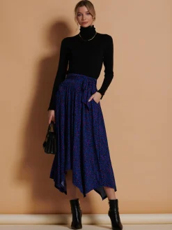 Jolie Moi Cady Animal Print Maxi Skirt, Blue Animal