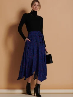 Jolie Moi Cady Animal Print Maxi Skirt, Blue Animal