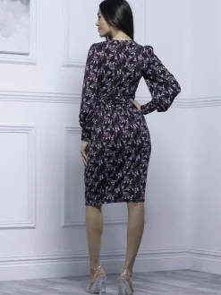Jolie Moi Danielle Long Sleeve Dress, Navy Floral