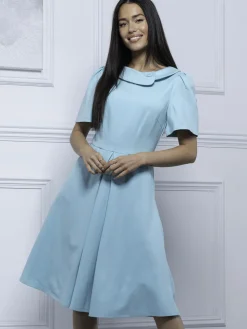 Jolie Moi Debora Button Neck Dress, Light Green