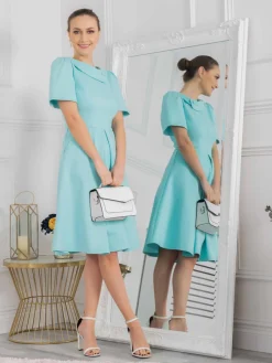 Jolie Moi Debora Button Neck Dress, Light Green