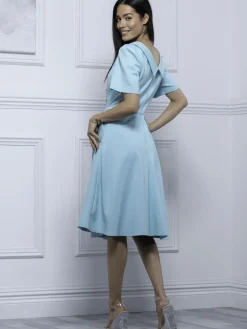 Jolie Moi Debora Button Neck Dress, Light Green