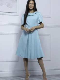 Jolie Moi Debora Button Neck Dress, Light Green