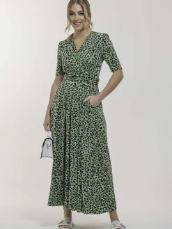 Jolie Moi Denise Maxi Dress, Green Animal/Multi