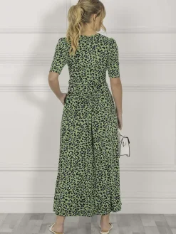 Jolie Moi Denise Maxi Dress, Green Animal/Multi