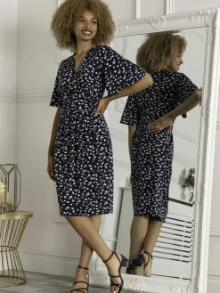 Jolie Moi Elesia Flare Sleeve Shift Dress, Dark Teal