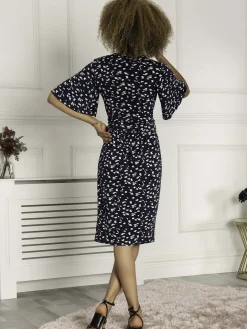 Jolie Moi Elesia Flare Sleeve Shift Dress, Dark Teal