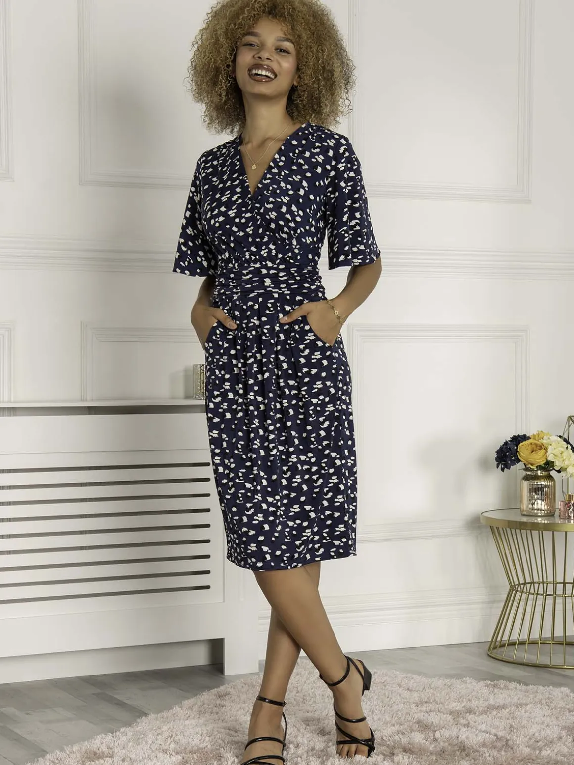 Jolie Moi Elesia Flare Sleeve Shift Dress, Dark Teal