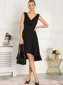 Jolie Moi Eliza Frill Hem Dress, Black
