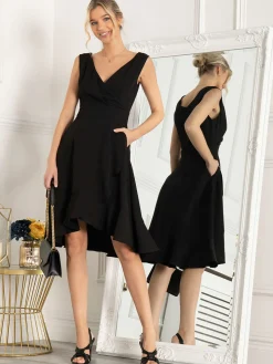 Jolie Moi Eliza Frill Hem Dress, Black