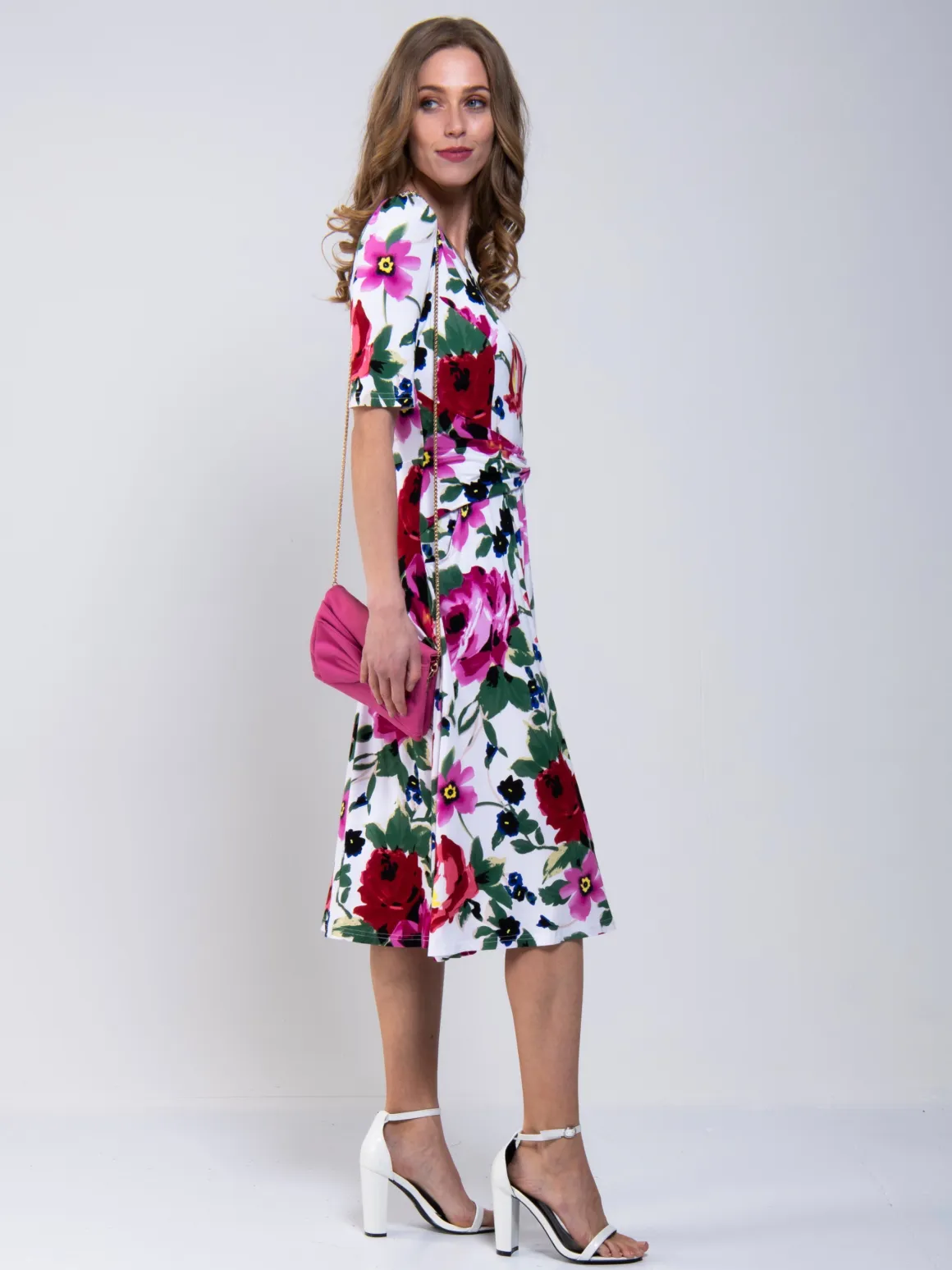 Jolie Moi Floral Tea Dress, Pink