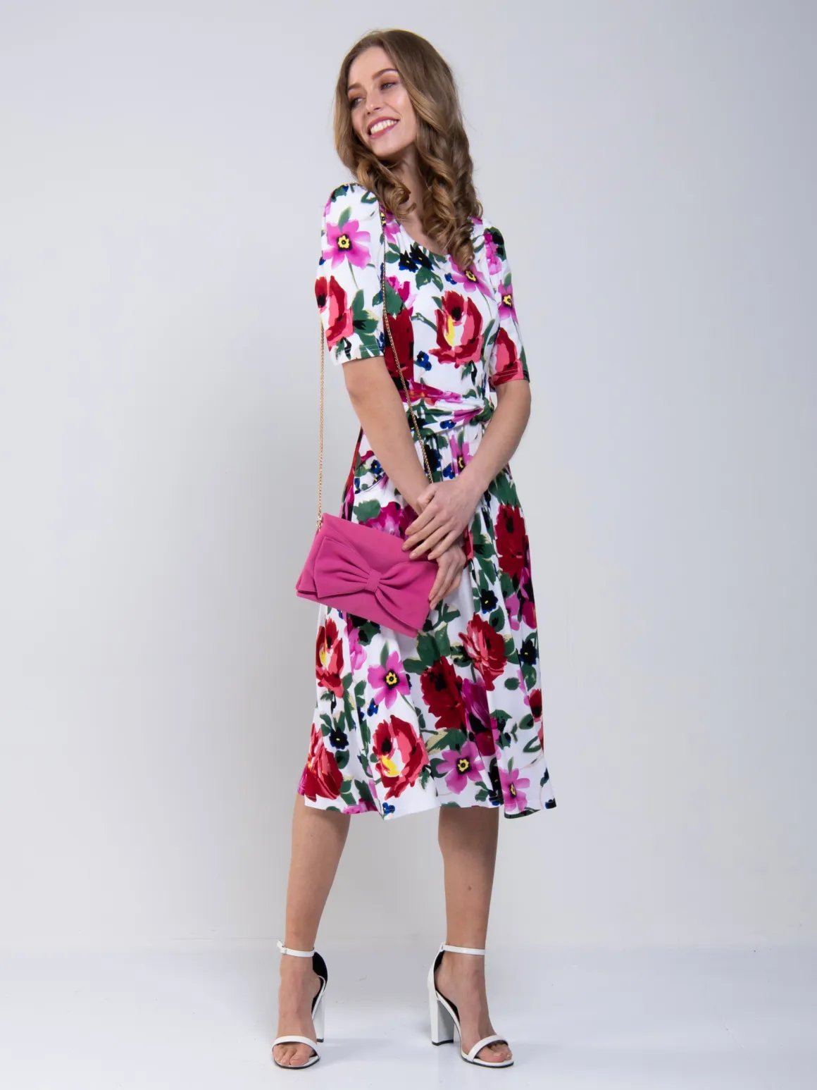 Jolie Moi Floral Tea Dress, Pink