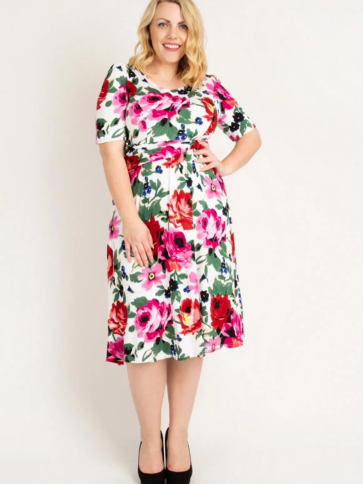 Jolie Moi Floral Tea Dress, Pink