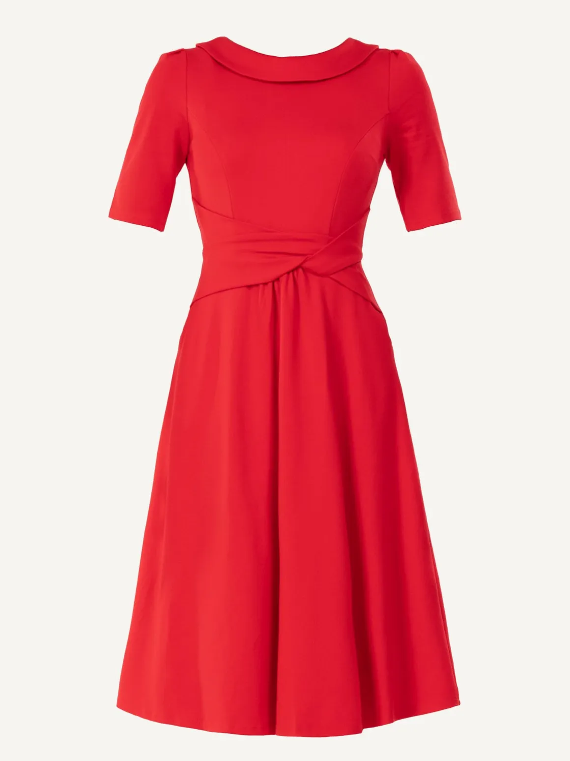 Jolie Moi Fold Over Fit and Flare Midi Dress, Red